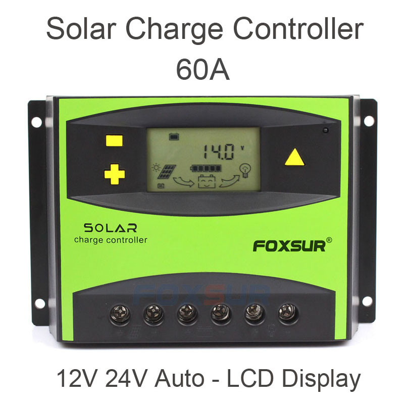 ┲FOXSUR PV Solar Charge Controller 50A 60A PWM 12V 24V Auto Solar Panel ...
