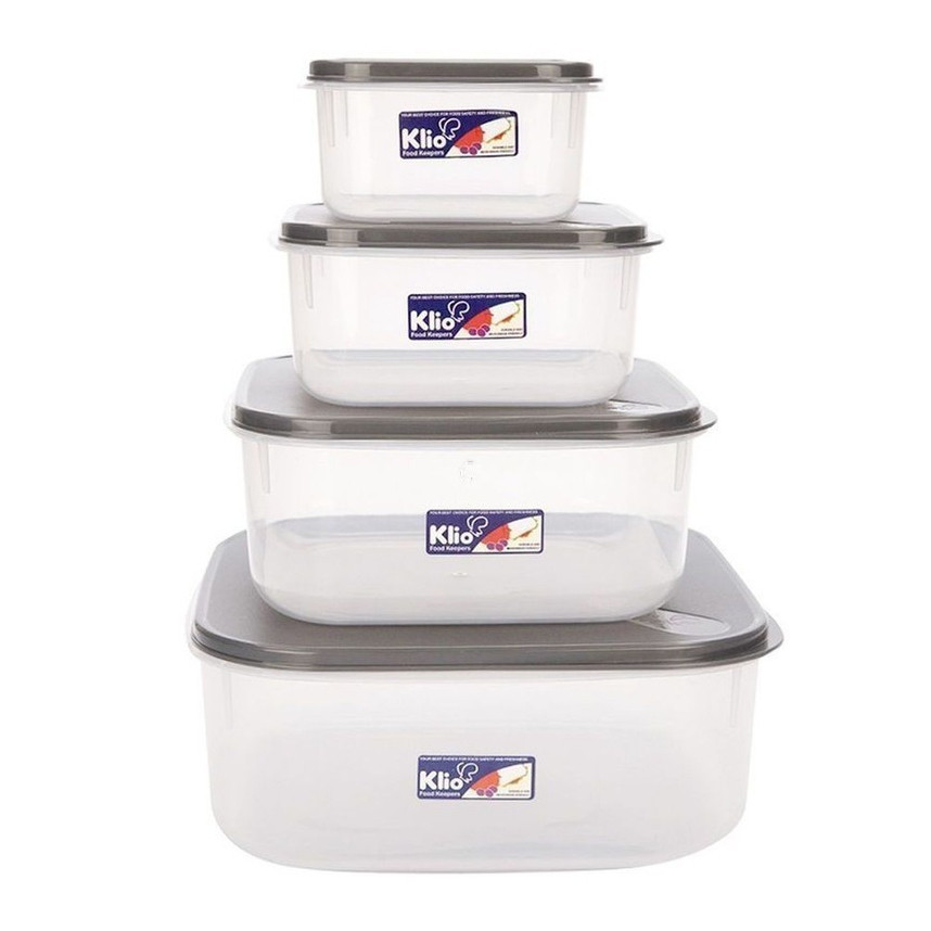 Klio 4pc Stackable Square Series Set Food Keeper - Gray 24x10x24 cm ...