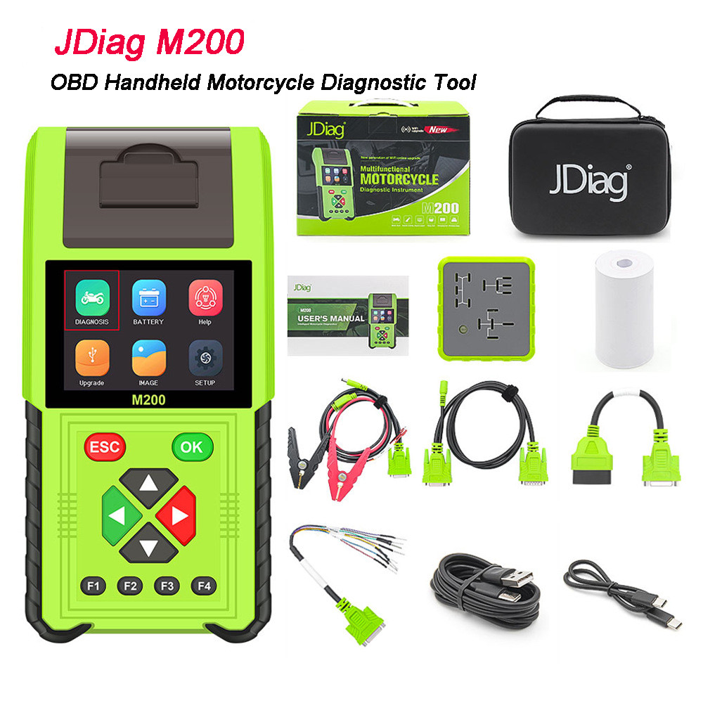 ⚜JDiag M200 OBD Handheld Motorcycle Injector Battery Relay Tester With ...