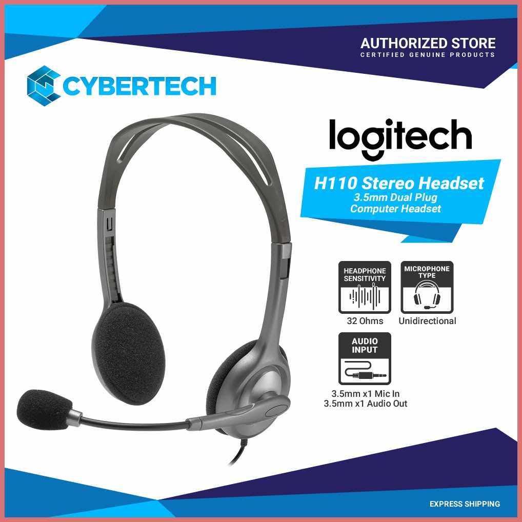 Logitech*H=H110$H'3.5mm!S[Dual,b[Plug,Y[Computer,V[Stereo,Kk[Headset ...