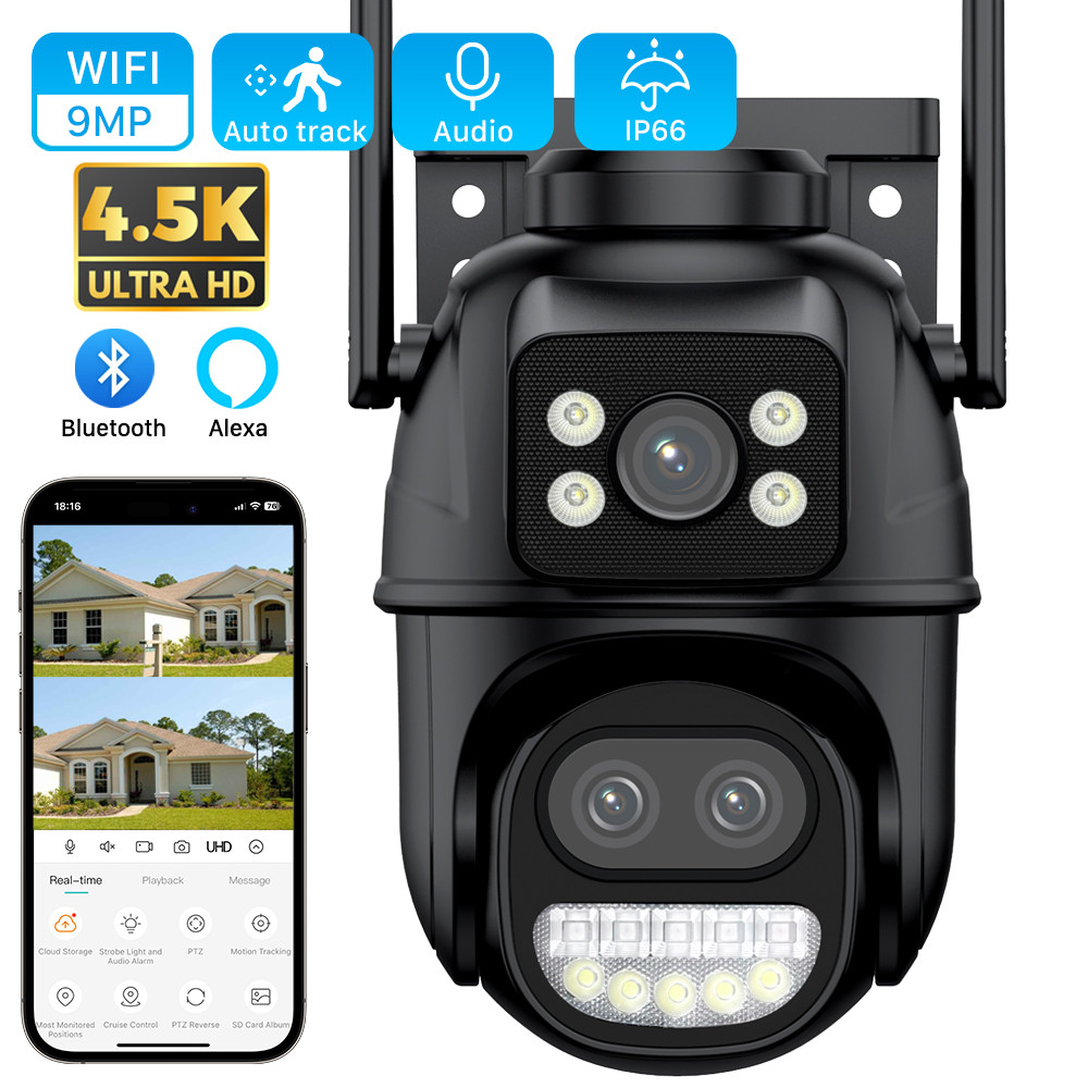 ☆8MP Wifi Surveillance PTZ Camera Three Lens IP66 Security Protection ...
