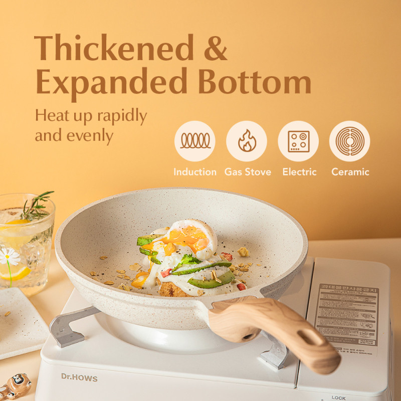 Gaoboos Non Stick Frying Pan 24cm Cooking Egg Flat Pan Kawali Die-Cast ...