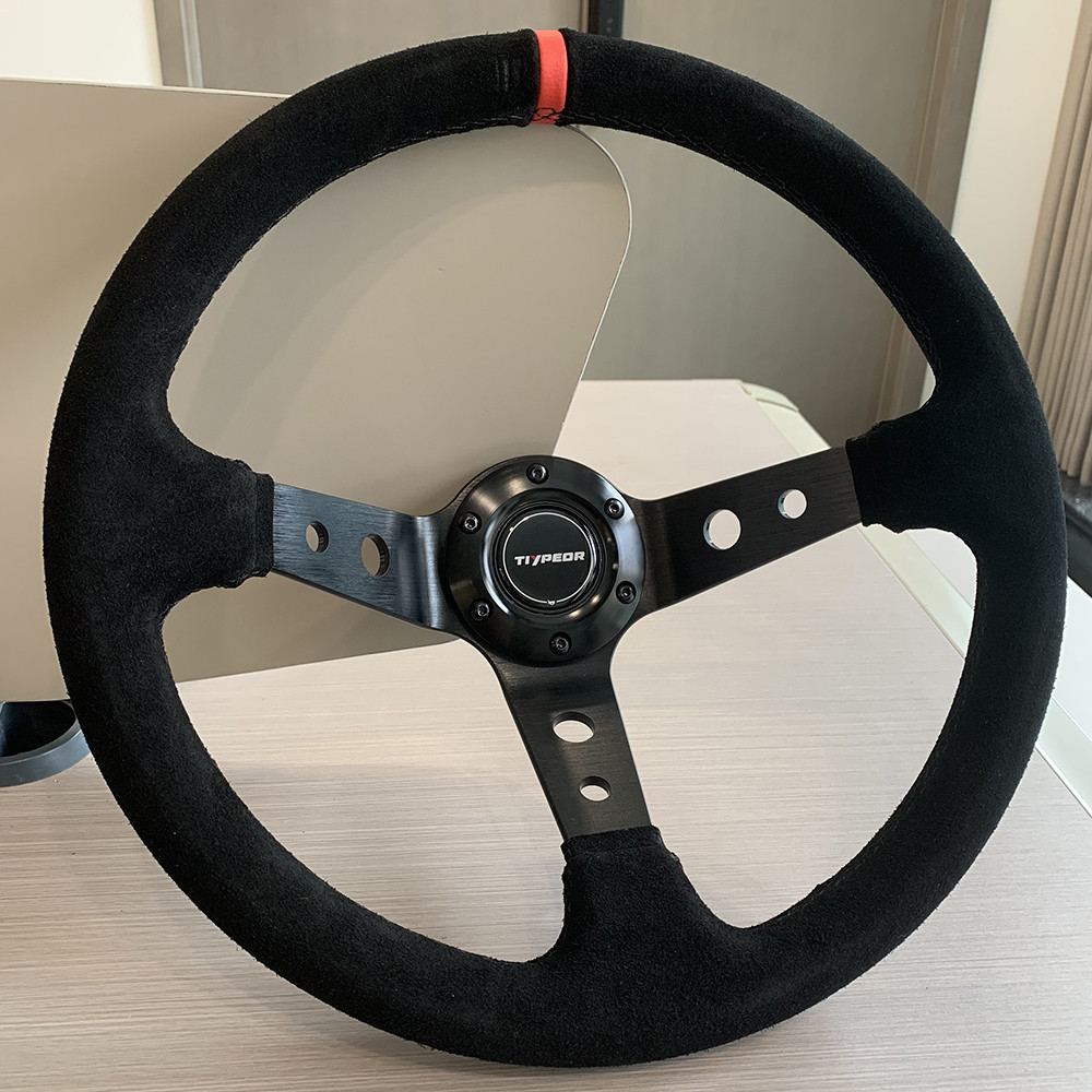 ⚕TIYPEOR 14Inch JDM Real Suede Leather Nardi Steering Wheel Car Rally ...