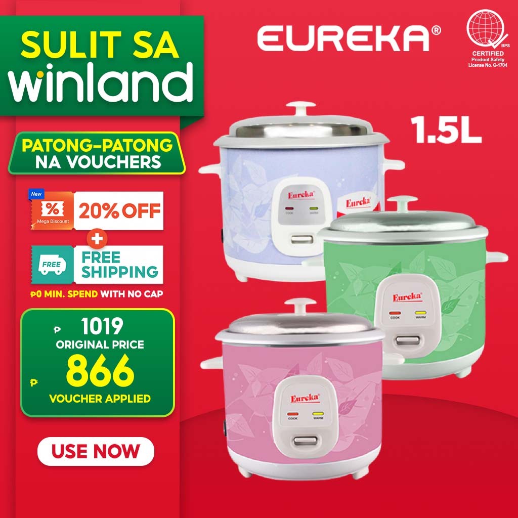 Eureka by Winland Rice Cooker without Steamer 8cups 500watts ERC-1.5LM ...