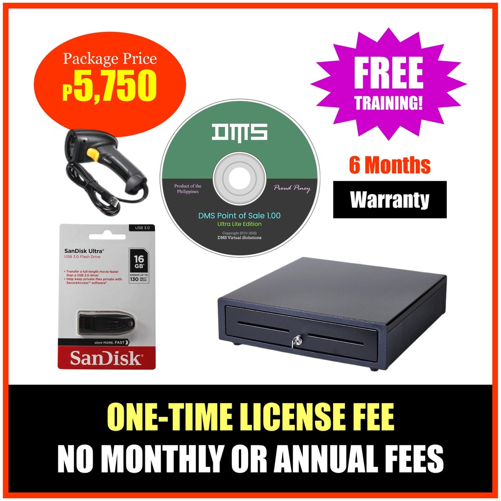 DMS POS Point of Sale System - POS Software + Barcode Reader + Cash ...