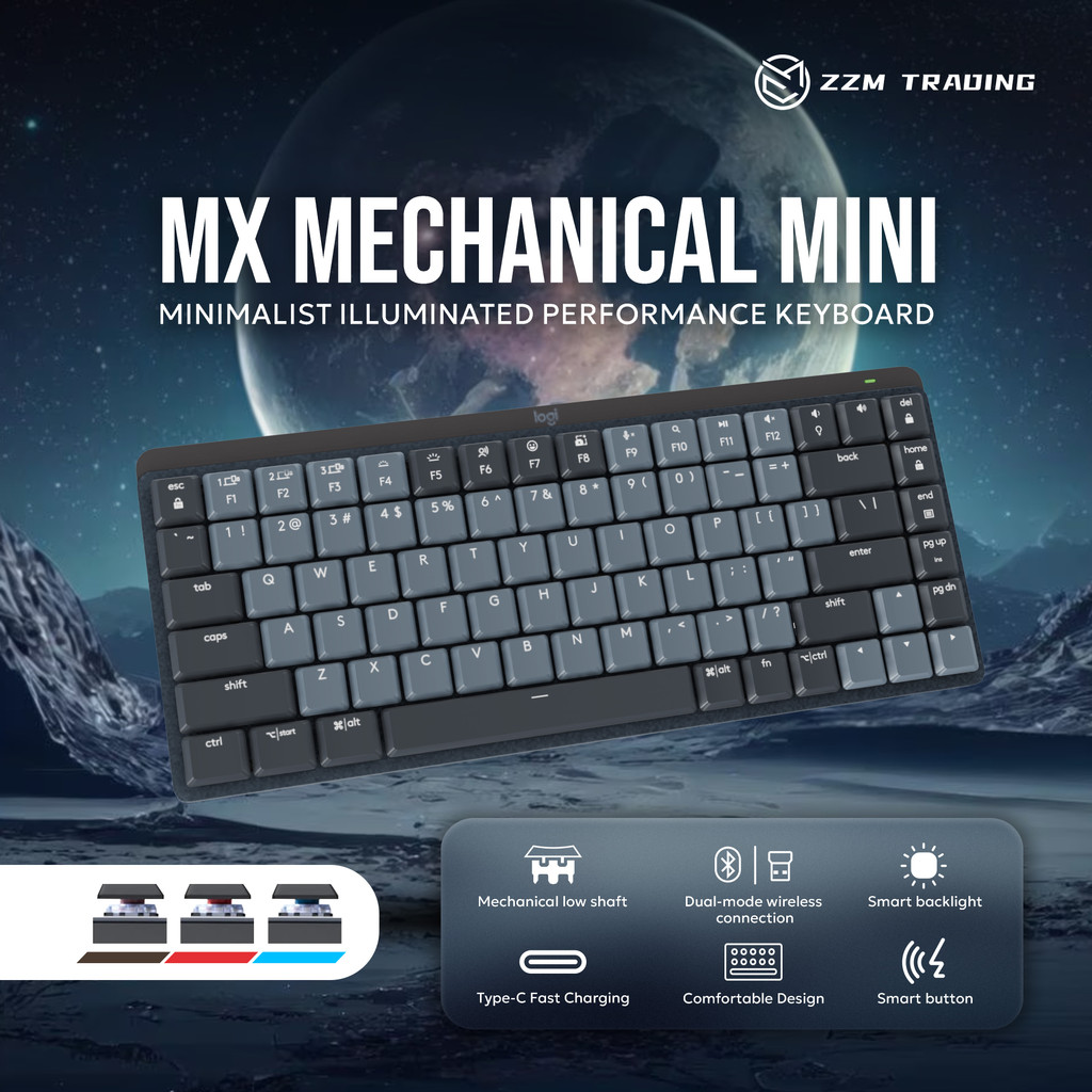 Logitech MX Mechanical Mini Simple backlit high-performance keyboard ...
