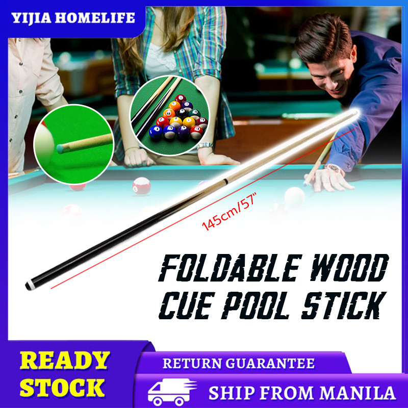 【Local delivery】Foldable Wood Cue Pool Stick Snooker Billiards Sport ...