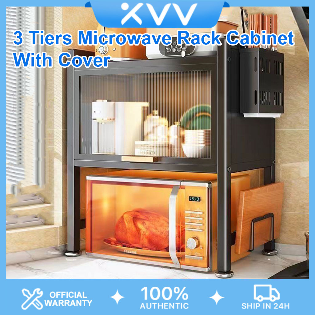 XVV 2/3 Layer Microwave Stand Rack Cabinet With Cover kitchen Counter ...