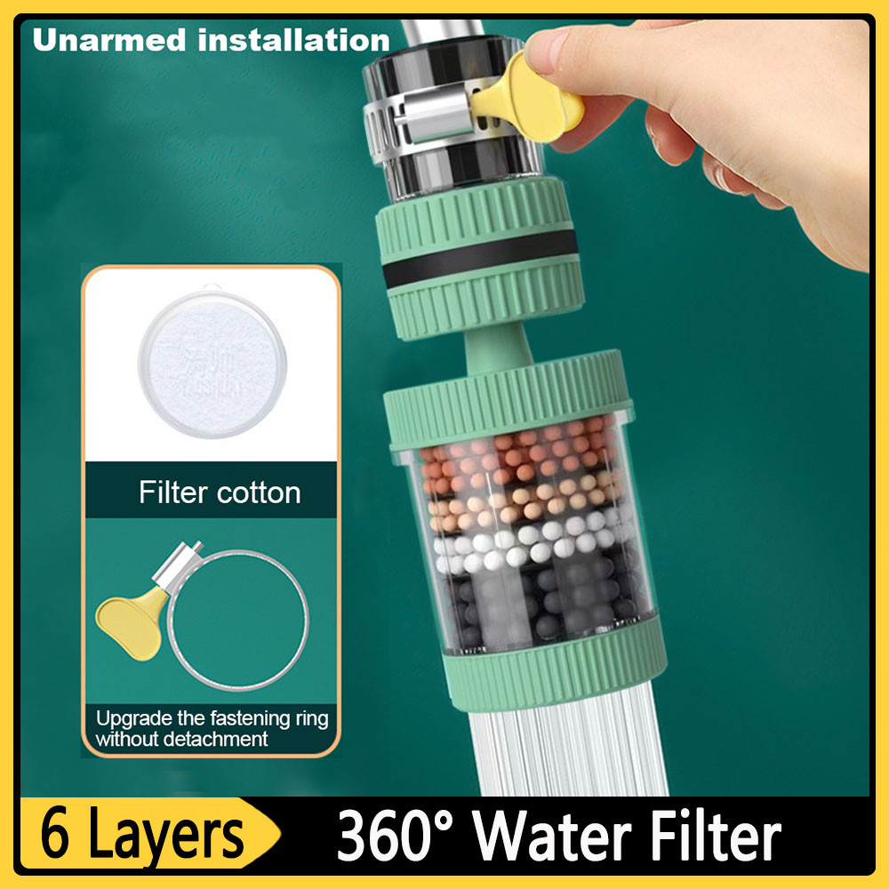 6-layers Water Filter Tap Purifier Sprayer Head Household Removable ...