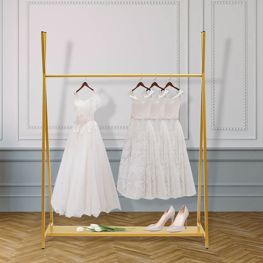 Metal Garment Rack Dress Display Stand Hanger Heavy Duty with Iron ...