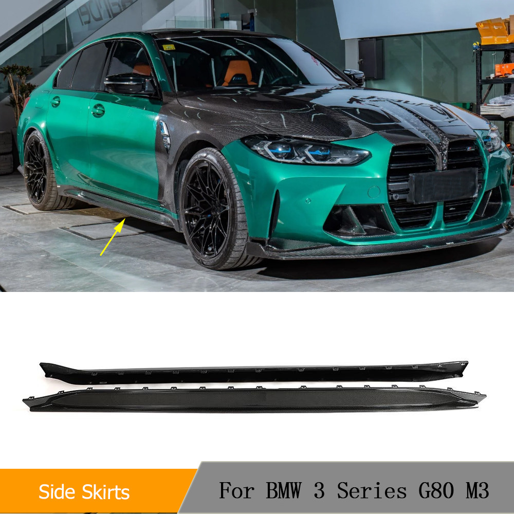 2-Piece Car Side Skirts For BMW 3 Series E46 Sedan (2001-2005) | Carbon Fiber Look, Anti-Collision Protection