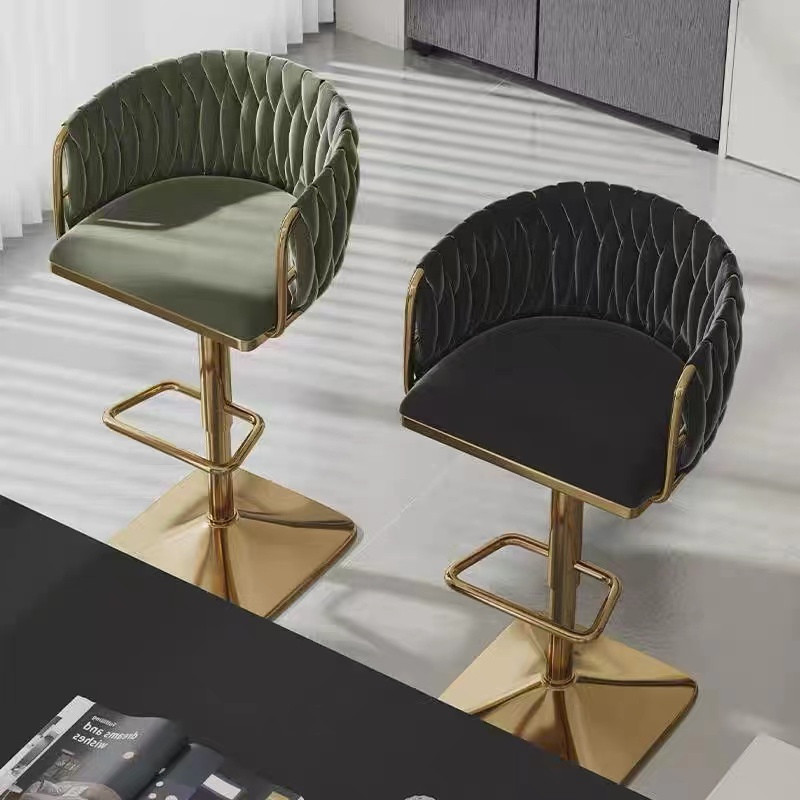 Light luxury bar chair lifting rotating high stool with backrest bar ...