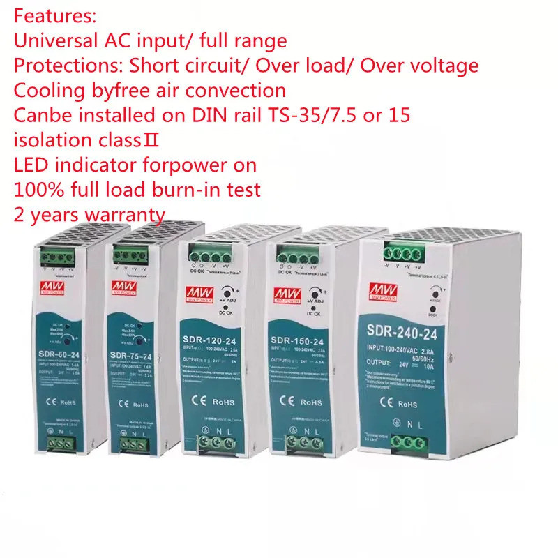AC/DC Industrial mini Din rail power supply switch MDR-10W 20W 40W 60W ...