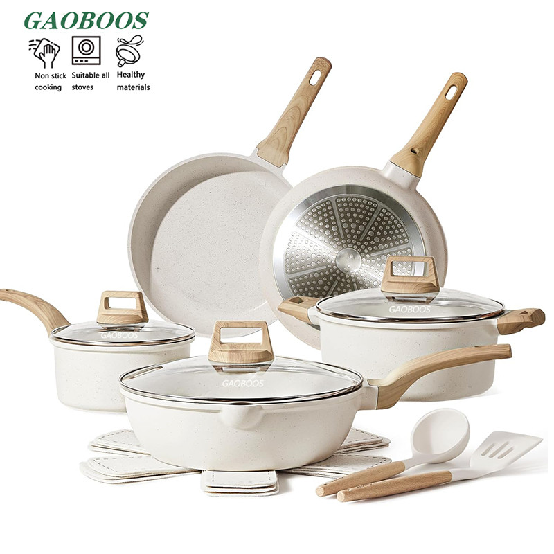 GaoboosNon-Stick Pan Set 4/5Pcs Upgrade Ceramic Coated Cookware ...