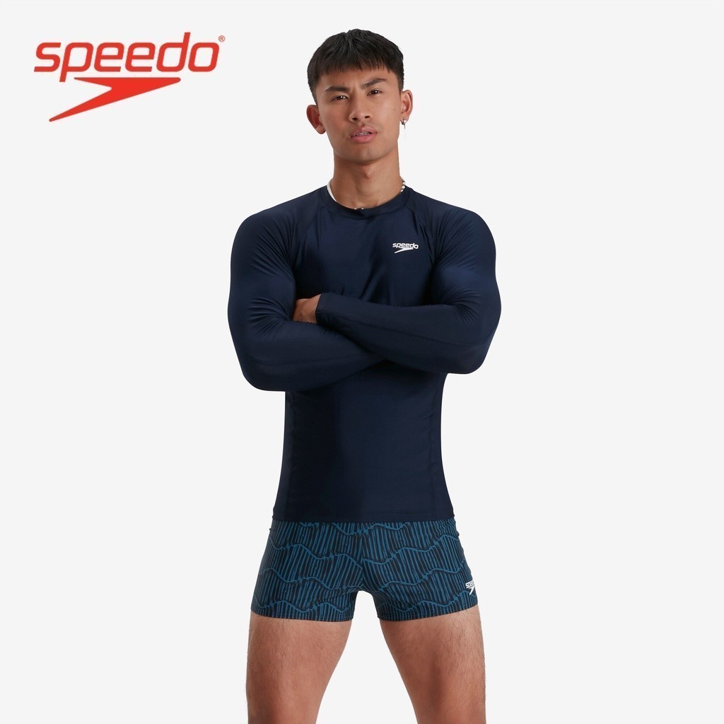 Speedo Men s Swimwear Essential Long Sleeve Rash Top Navy Blue 8 13209D870 Shopee Philippines