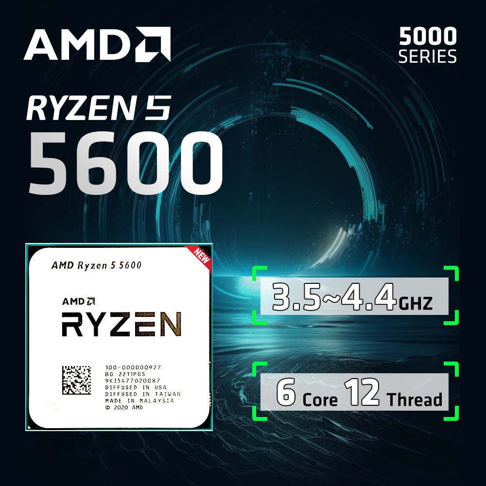 ️AMD Ryzen 5 5600 R5 5600 3.5 GHz 6-Core 12-Thread 65W L3=32M 1 Socket ...