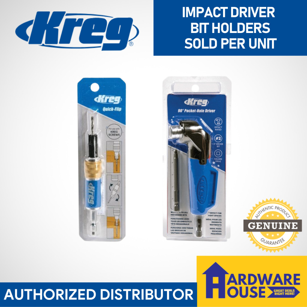 ORIGINAL KREG Impact Bit Holders / 90 Degree Pocket Hole Driver / Quick ...