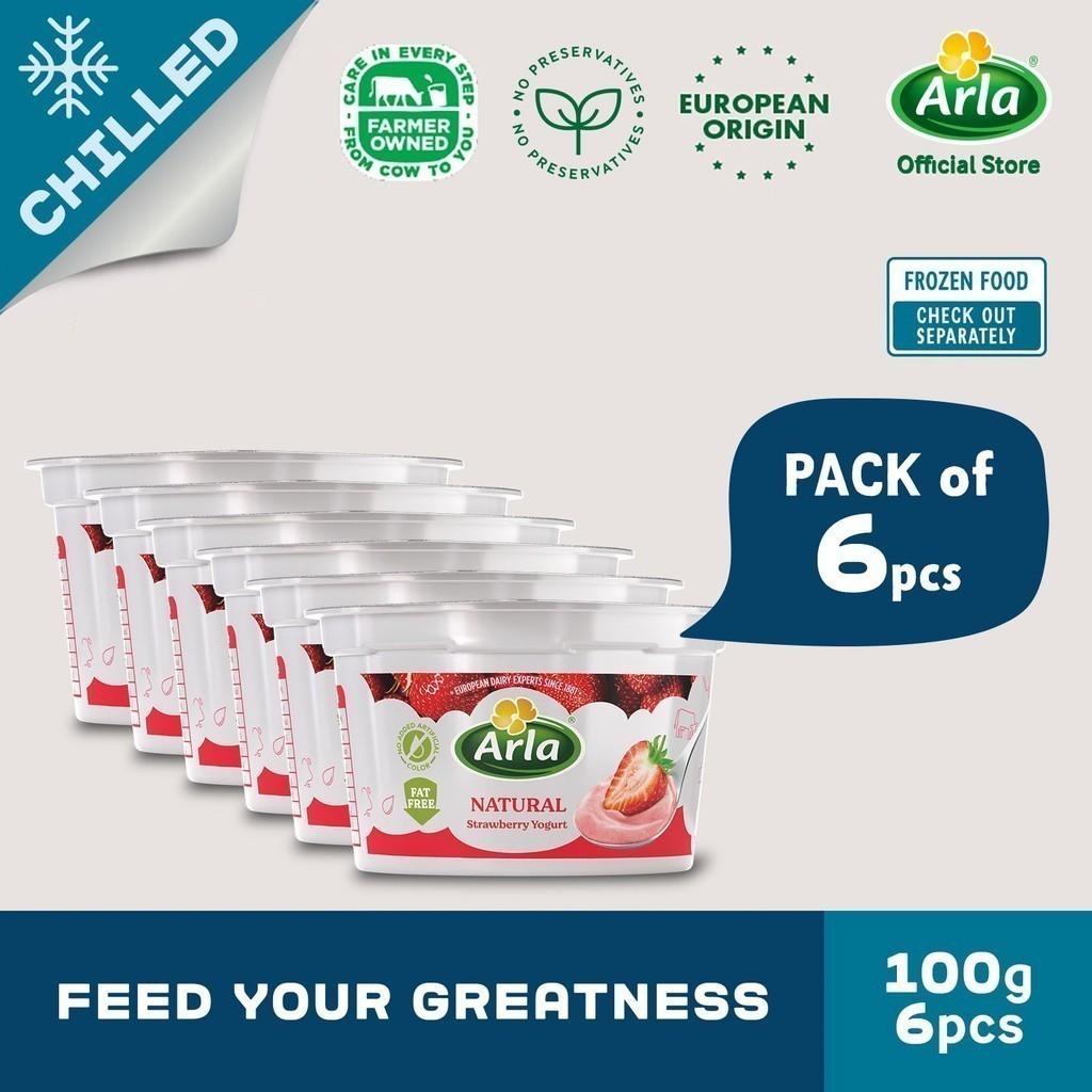 Arla Natural Strawberry Yogurt 100g 6-Pack | Shopee Philippines