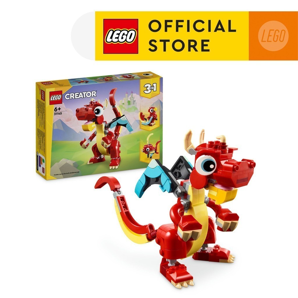 LEGO Creator 31145 Red Dragon 3in1 Animal Toy Set (149 Pieces