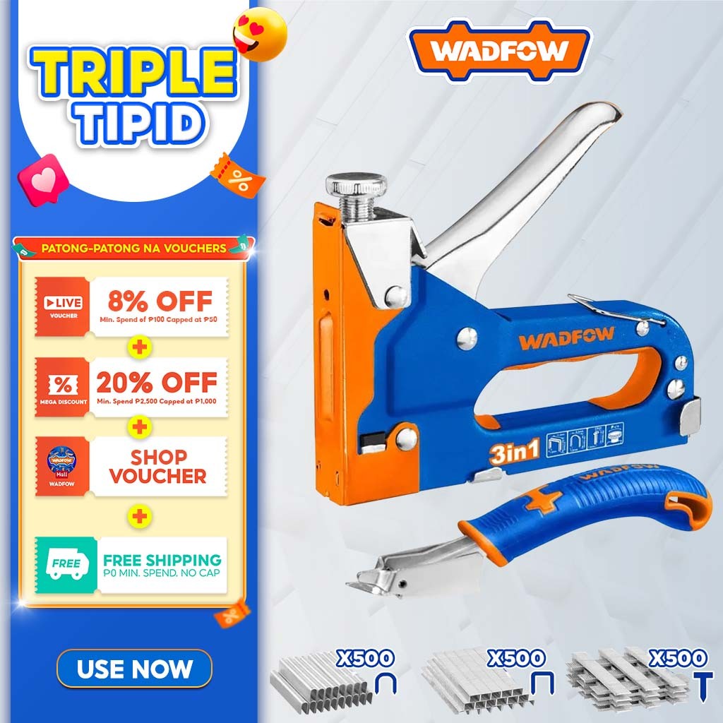 Wadfow WGU4B06 Heavy Duty 3-in-1 Staple Gun Tacker Set 4-14mm with ...
