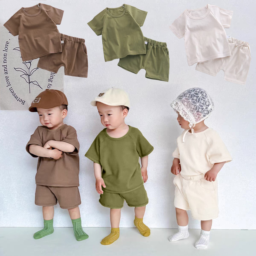 Baby Steps Boy Girl Clothes Terno Waffle Knit Tshirt Top Shorts Set 2 ...