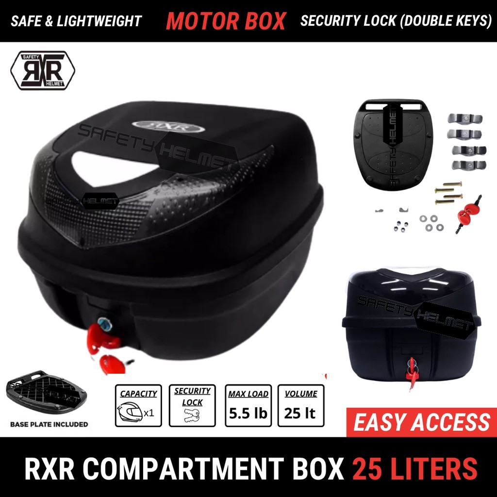RXR 25 Liters Compartment Box Rear Luggage Container Top Tail Trunk For