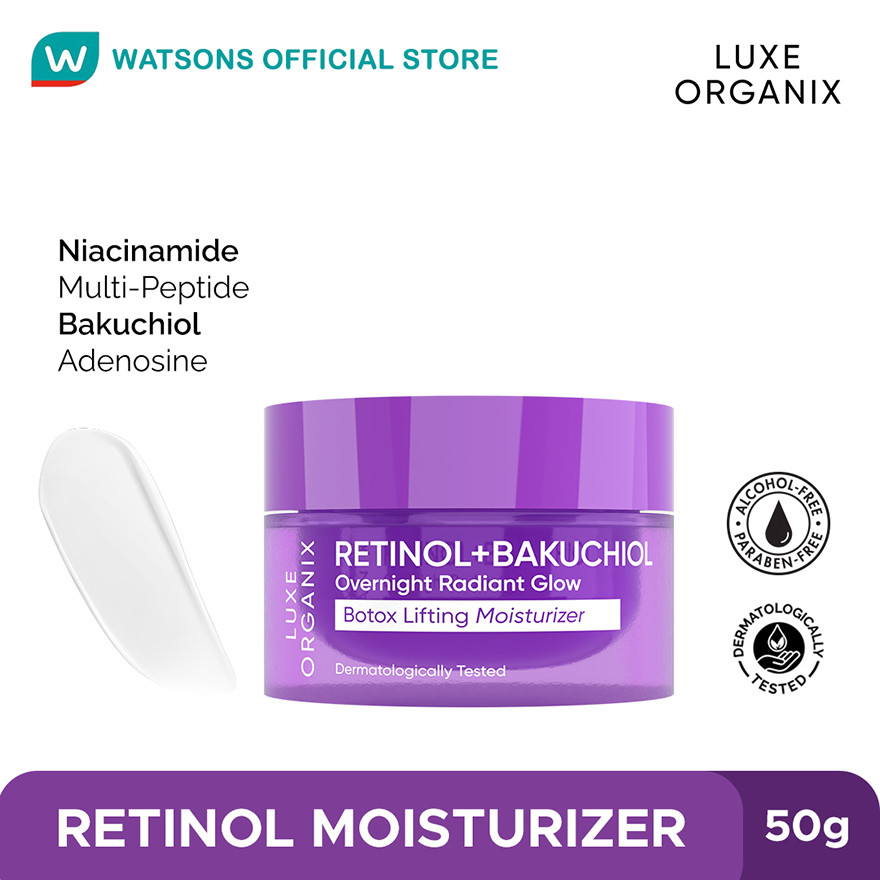 LUXE ORGANIX Retinol + Bakuchiol Overnight Radiant Glow Botox Lifting ...