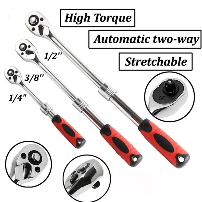 Multifunction 72-Tooth Adjustable Socket Ratchet Wrench 1/2