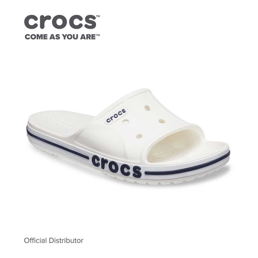 Crocs Unisex Bayaband Slide in White Navy Shopee Philippines