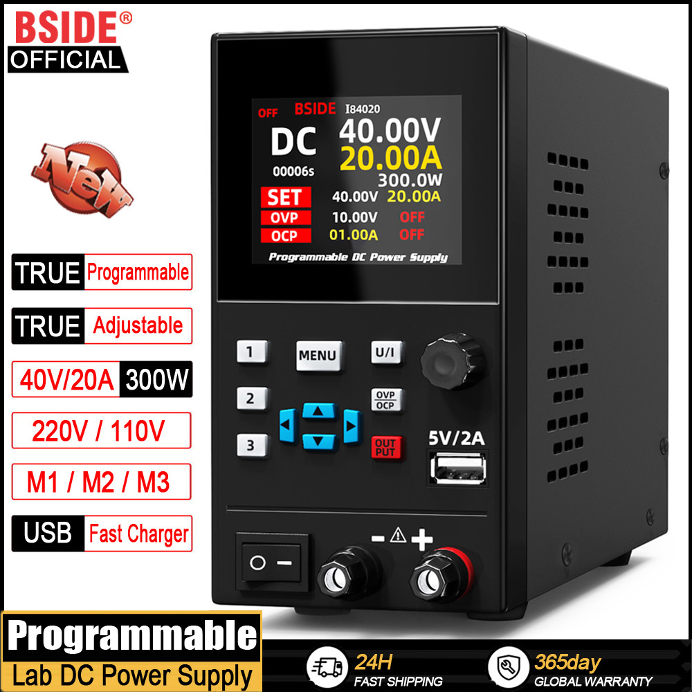 ⓥBSIDE DC Laboratory Regulated Power Supply Programmable 30V/10A 40V ...