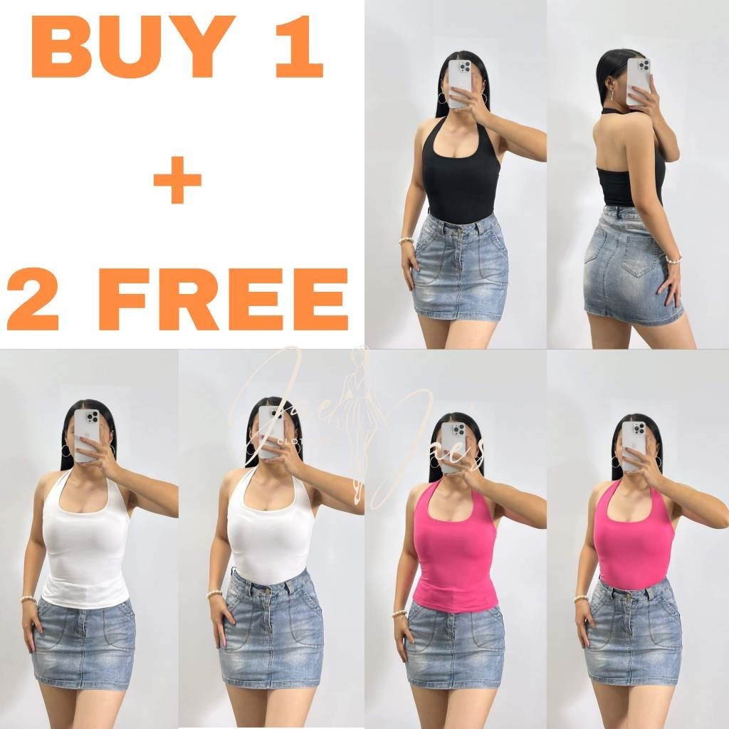 Therese Buy 1 + 2 Free (3PCS) Halter Neck Double Lining Full Length ...