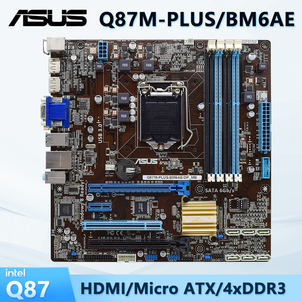 ⋛ASUS Q87M-PLUS/BM6AE/DP_MB Used Motherboard LGA 1150 Socket for Intel ...