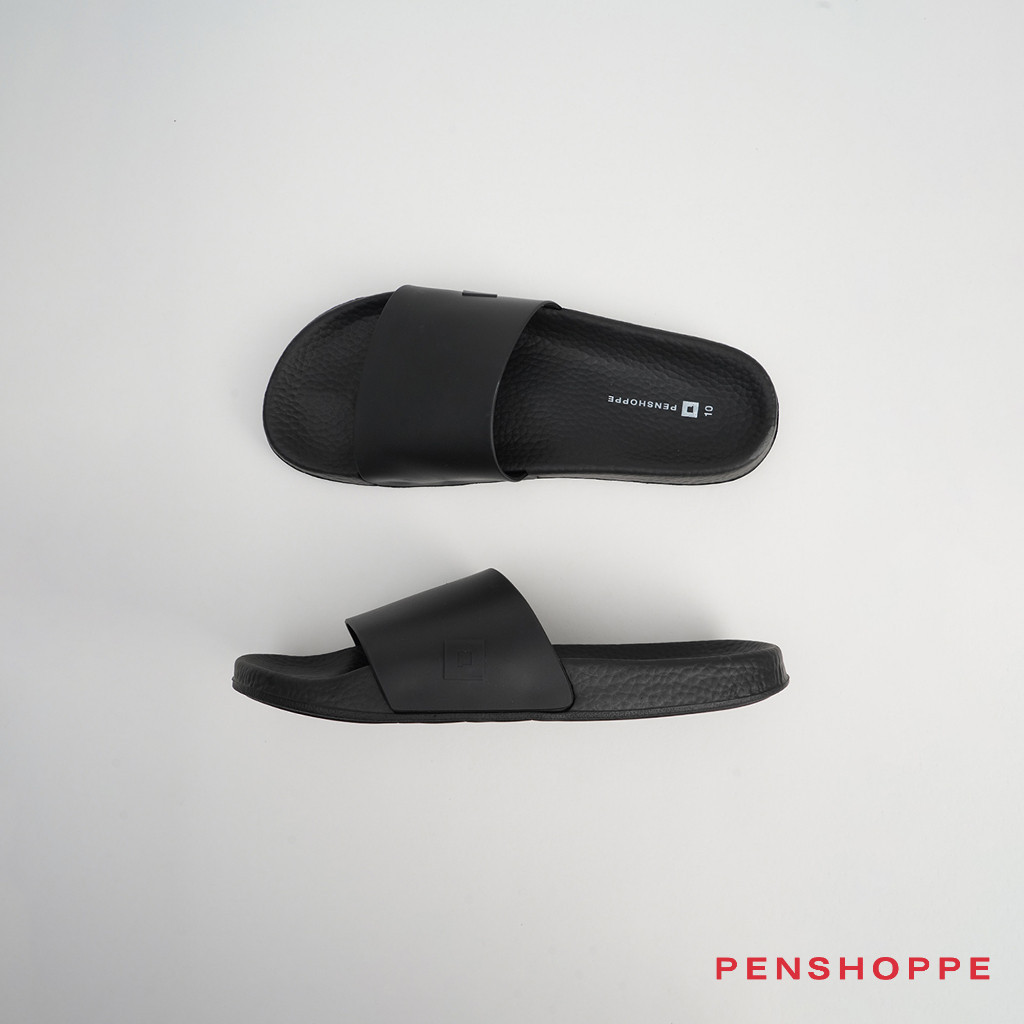 Penshoppe Unisex All Day Rubber Slides Slippers (Black/Mauve/Off