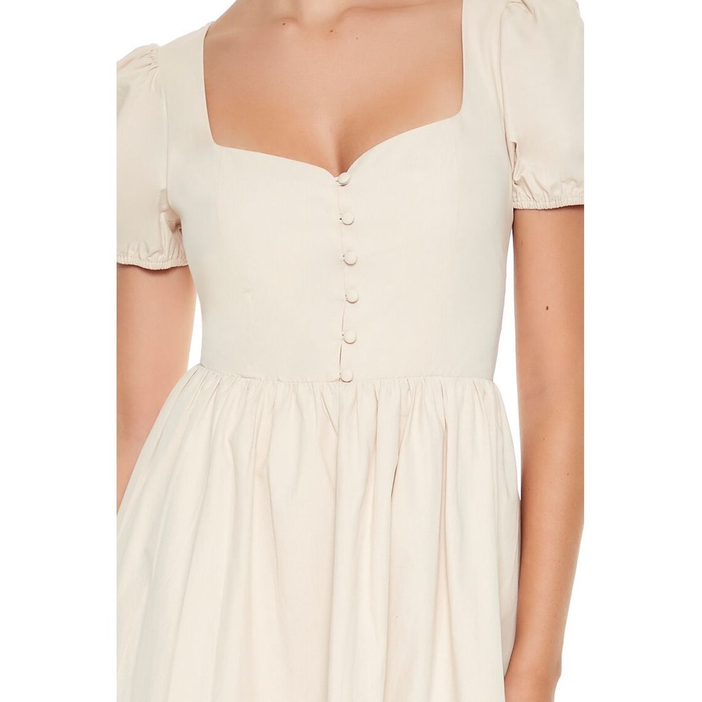 Forever 21 Women's Puff-Sleeve A-Line Midi Dress | Shopee Philippines