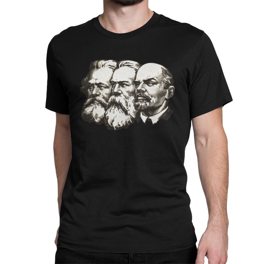 T-shirt Con Marx, Engels E Lenin – Bianca – Taglia XL – Stampa Flex