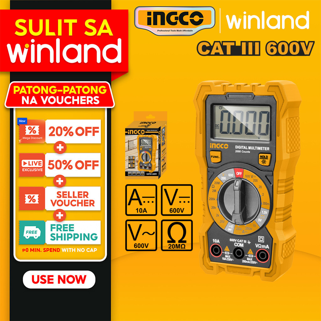 Ingco by Winland Digital Multimeter Multitester DM200 ING-PT | Shopee ...