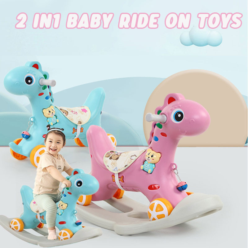 2-in-1 Baby Rocking Horse and Slide Multi-functional Children's Swing ...