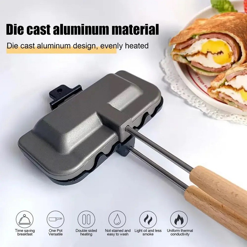 Double-Sided Non-Stick Foldable Sandwich Frying Pan Grill main image 1