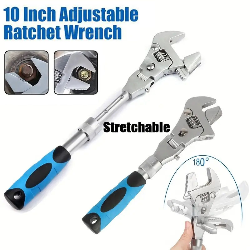 Ratchet Adjustable 10 Inch Wrench 5-In-1 Torque Wrench 180 Degree ...