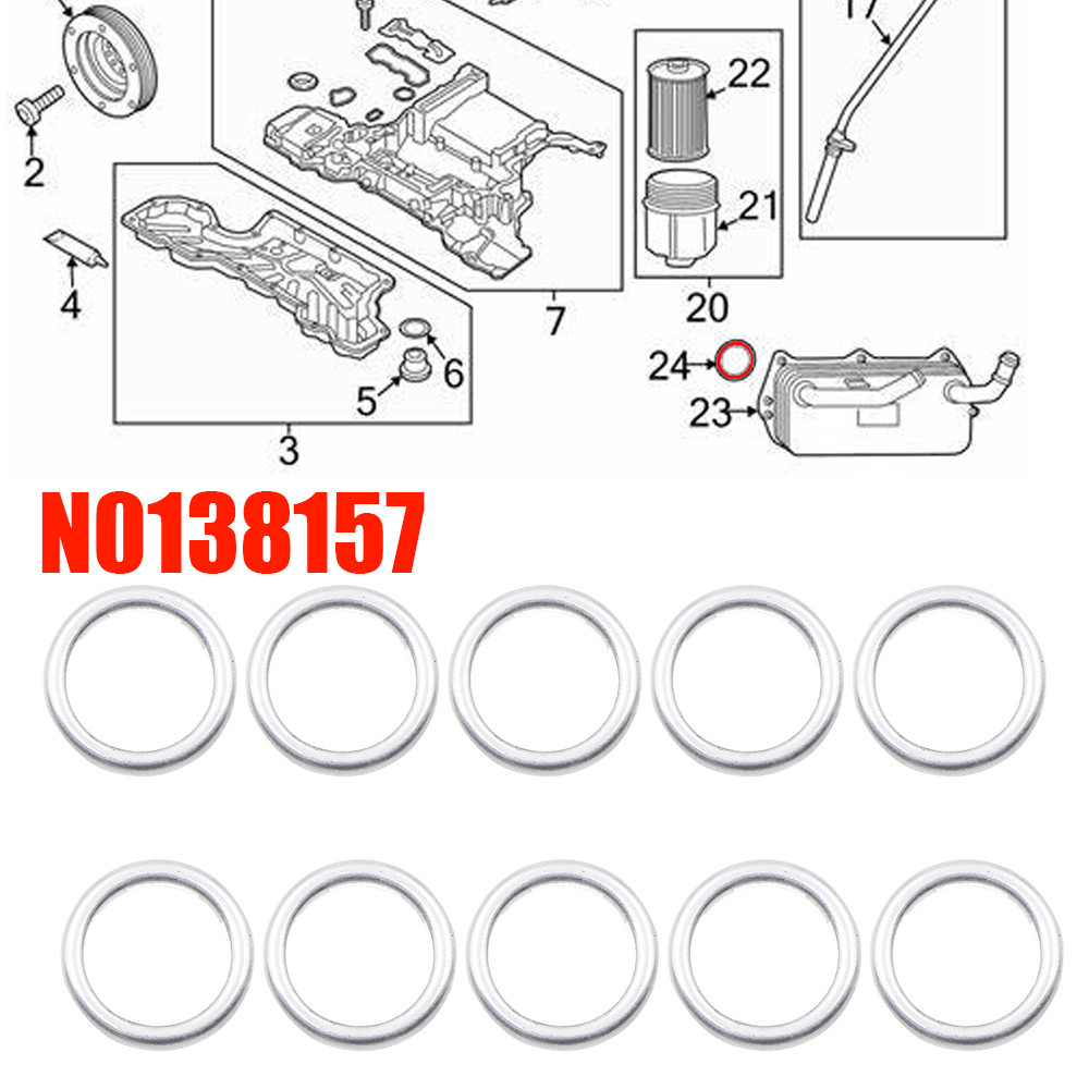 10X Car Thread Oil Drain Sump Plug Gaskets M14 Crush Washer Seal Ring