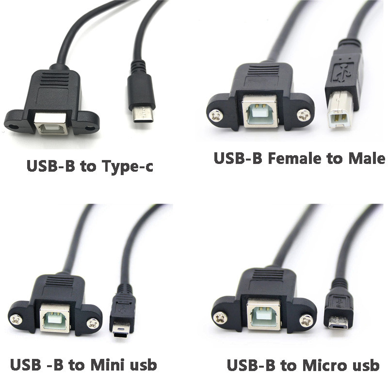 USB 2.0 Type B Female to male Type-c Micro Mini usb EXTENSION Data ...