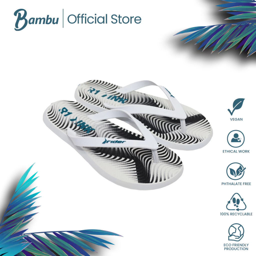 Rider R1 Ink Ad White Black Blue Men's Slippers | Shopee Philippines