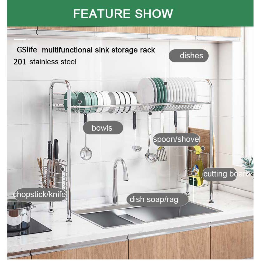 GSlife&yy@y+O@X+b@Stainless@e,c[l+Steel Sink Shelf Rack 1 layer Kitchen ...