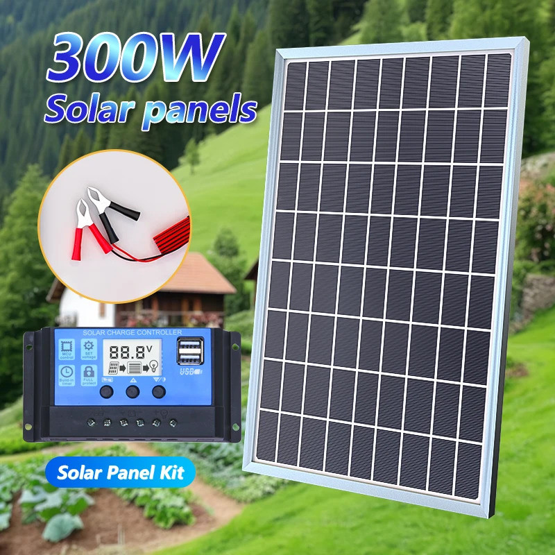 300W Solar Panel Kit 12V plete Capacity Polycrystalline USB Power ...