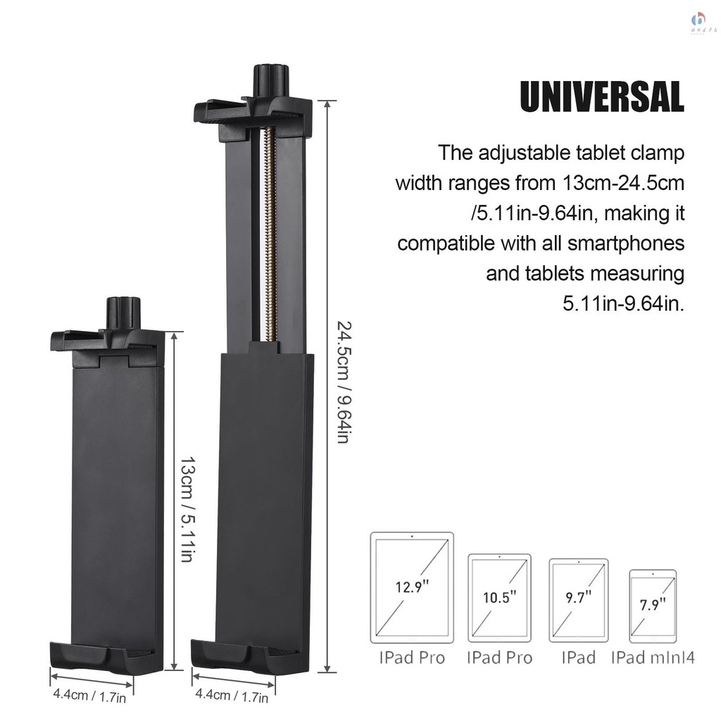 [COD]Smartphone Tablet Tripod Mount Phone Holder Clamp Aluminum Alloy ...