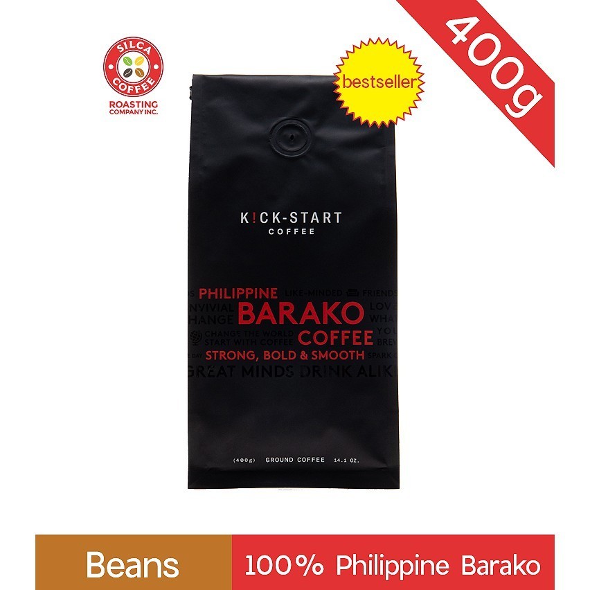 Kick-Start Philippine Barako Ground Coffee and Whole Beans - 400g