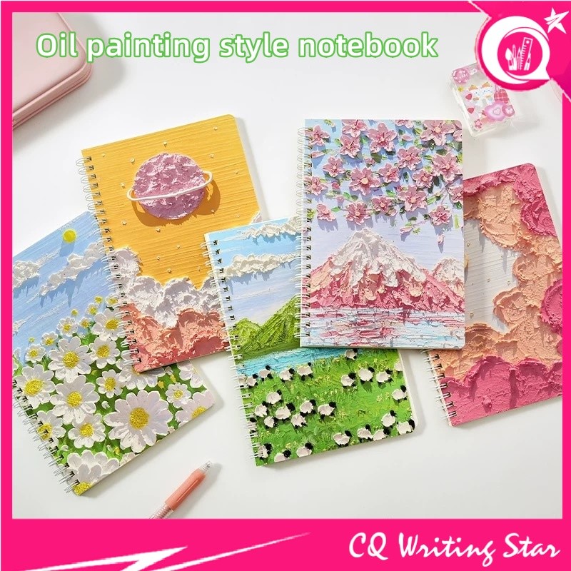 CQ A5 Oil Painting Coil Notebook Spiral Landscape aesthetic notepad ...