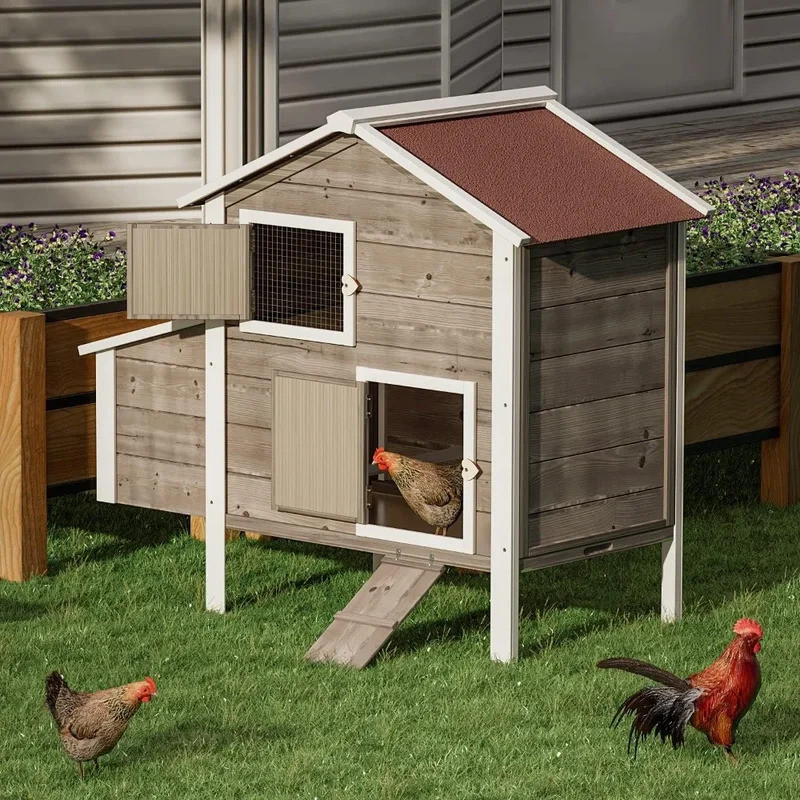Chicken Coop Hen House with Nesting Box for Yard,Removable Boom Wooden