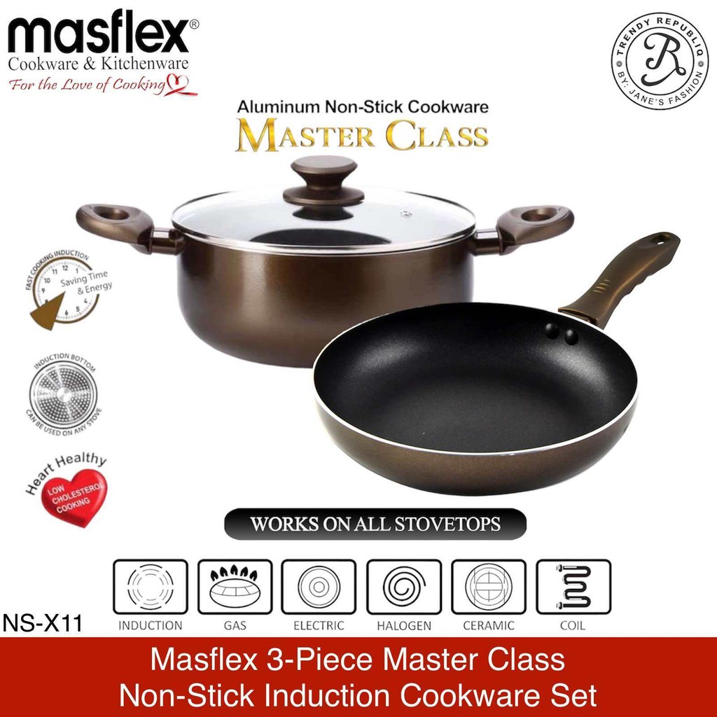 Masflex Original 3-Piece Master Class Non Stick Starter Cookware Set ...