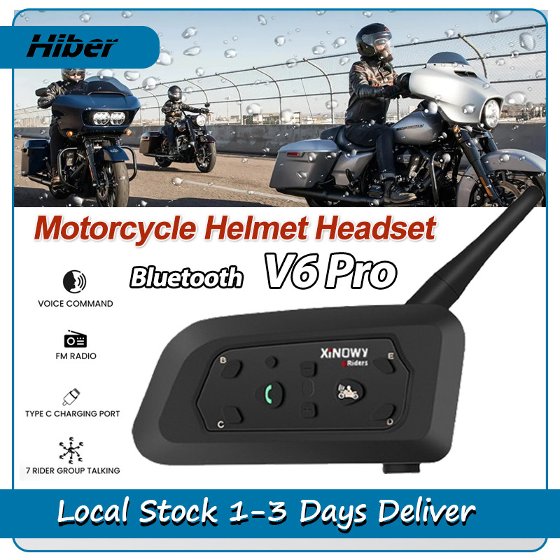 V6 PRO Bluetooth Motorcycle Helmet Intercom Headset with 1200M BT ...